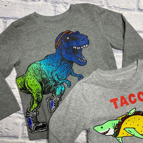 Bundle of 2 Long Sleeve Tops, Taco Attack and Dinosaur. - Picture 3 of 5